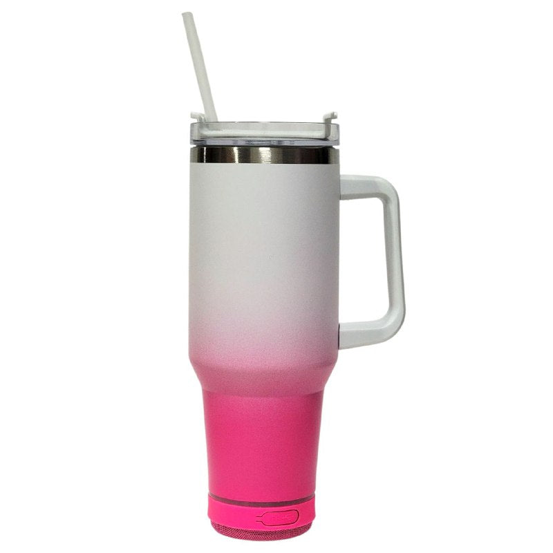 VASO TERMICO DE ACERO INOXIDABLE CON PARLANTE BLUETOOTH INCLUIDO, DOBLE PARED AISLADO AL VACIO CON ASA, CAPACIDAD 1200ML VACUUM