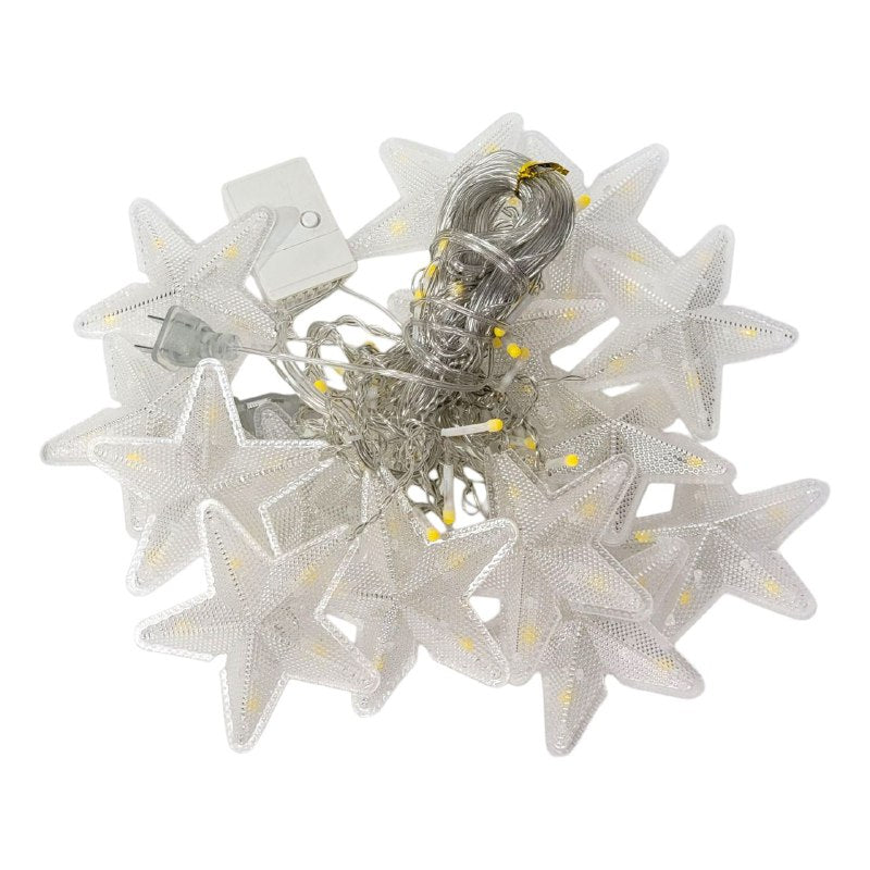 LUCES DECORATIVAS NAVIDEÑAS CORTINA DE LUZ LED DE 14 COLGANTES EN FORMA DE ESTRELLA, IDEAL PARA DECORAR INTERIORES Y EXTERIORES, OFRECE CAMBIOS DE LUZ AMARILLA CREANDO UN AMBIENTE ACOGEDOR Y ELEGANTE