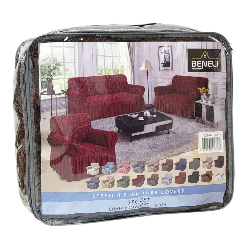 SET DE FORROS ELASTICOS DE MUEBLES, JUEGO DE 3 PIEZAS PARA MUEBLES VARIOS COLORES BENELI HOME