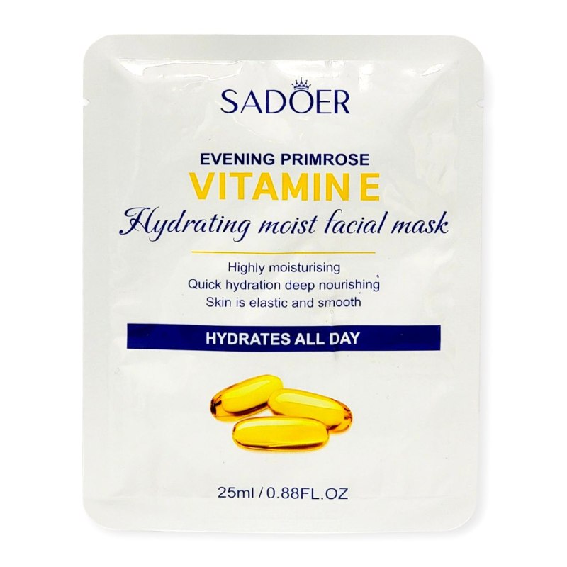 MASCARILLA FACIAL DE TELA REVITALIZANTE E HIDRATANTE DE VITAMINA E SADOER 25ML