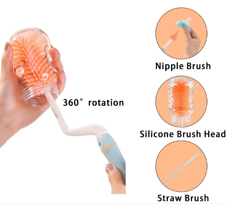 CEPILLO DE LIMPIEZA PARA BIBERON EN SET DE 7 PIEZAS, MATERIAL DE GRADO ALIMENTICIO FLEXIBLE MULTICONTACTO SMILY BABY