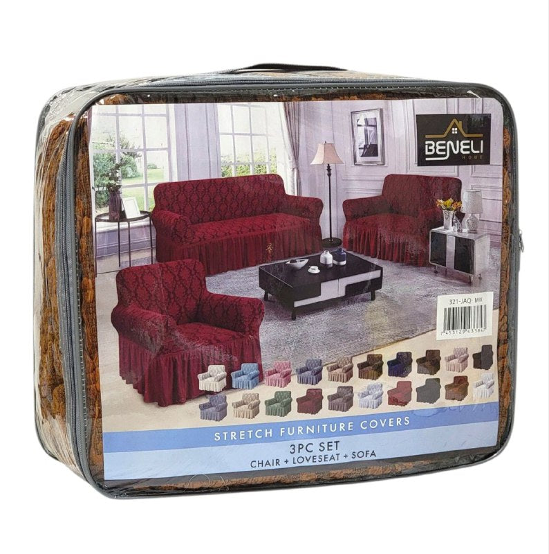 SET DE FORROS ELASTICOS DE MUEBLES, JUEGO DE 3 PIEZAS PARA MUEBLES VARIOS COLORES BENELI HOME
