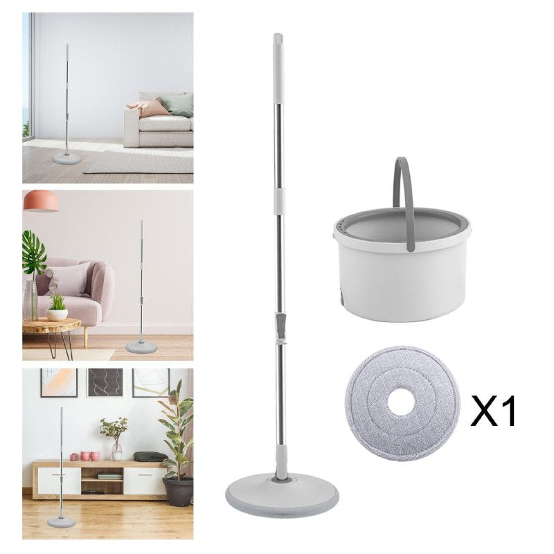 MOPA TRAPEADOR GIRATORIO CON CUBETA, SISTEMA DELUXE PARA LIMPIEZA DE PISOS, FLEXIBLE 360 GRADOS, 2 PIEZAS DE MICROFIBRA SEWAGE