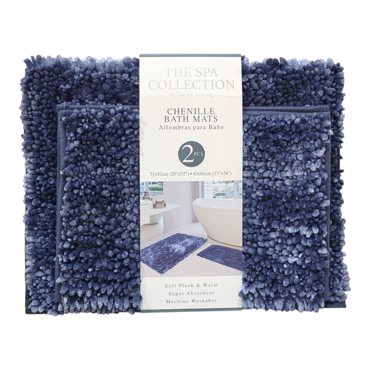 SET DE ALFOMBRAS PARA BAÑO DE CHENILLE 2PCS THE SPA COLLECTION
