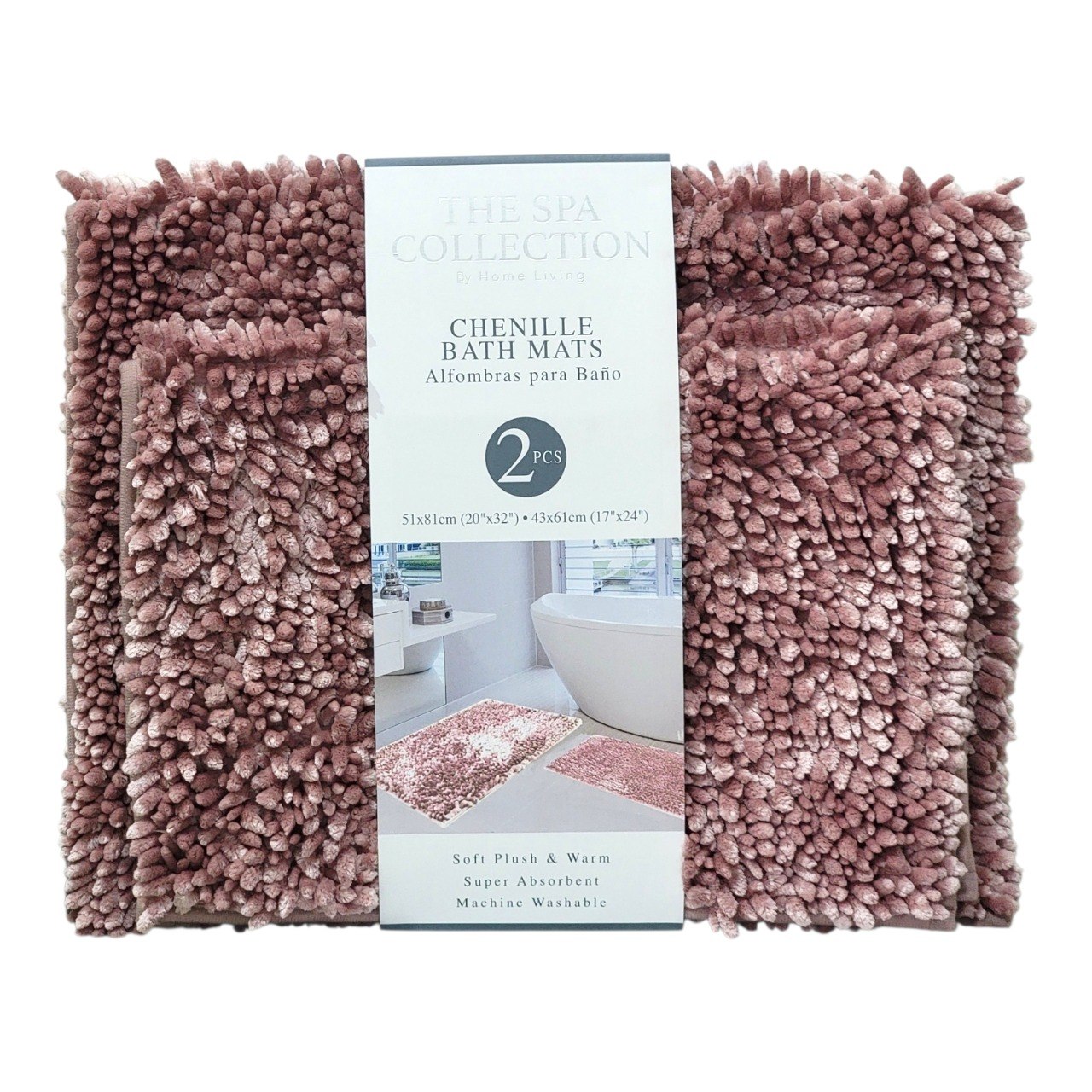 SET DE ALFOMBRAS PARA BAÑO DE CHENILLE 2PCS THE SPA COLLECTION