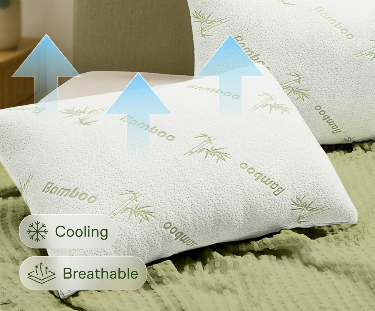 SET DE ALMOHADAS CON TECNOLOGIA DE BAMBU TAMAÑO ESTANDAR 2UND HOME LIVING 60X40CM