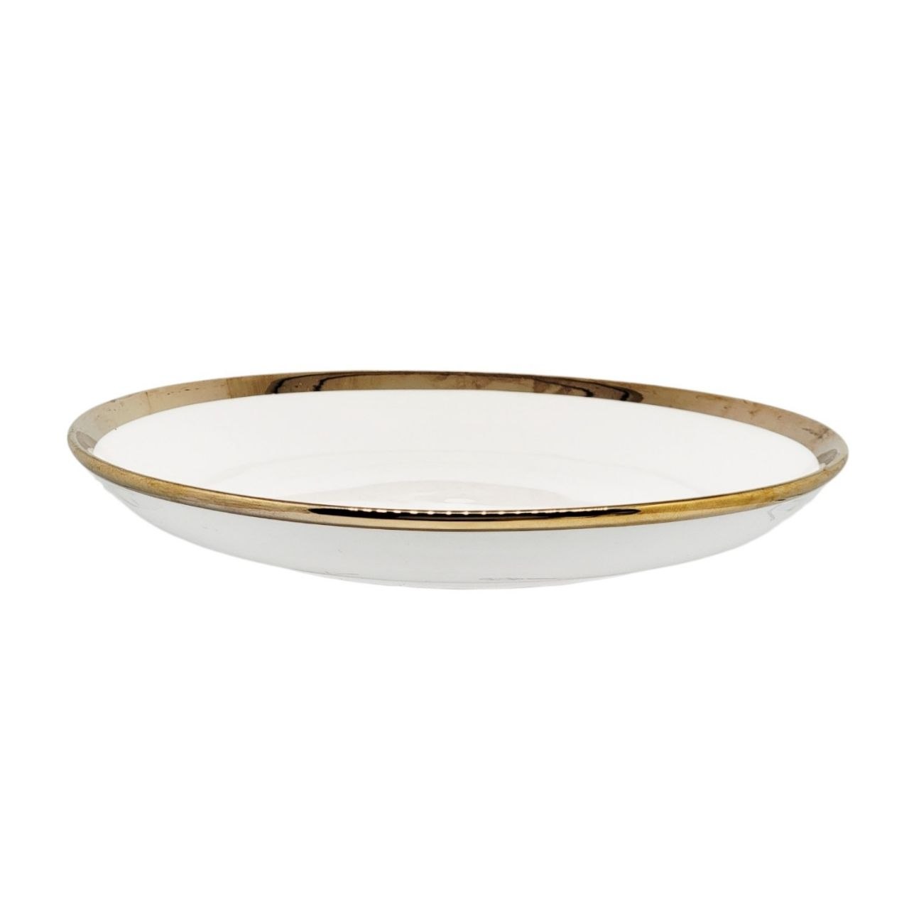 PLATO DE VIDRIO CON BORDE DORADO ESTILO JAPONES 26CM