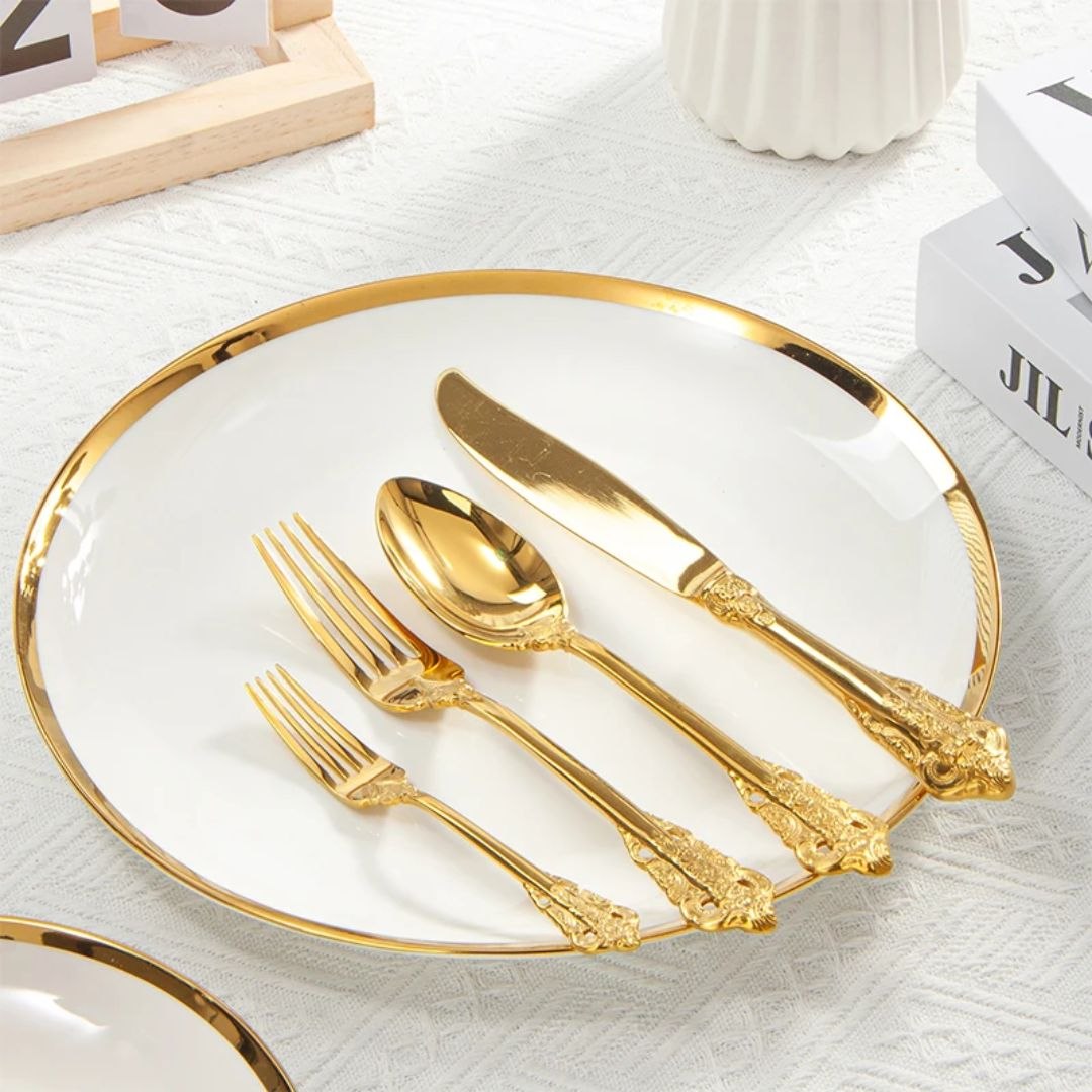 PLATO DE VIDRIO CON BORDE DORADO ESTILO JAPONES 30CM