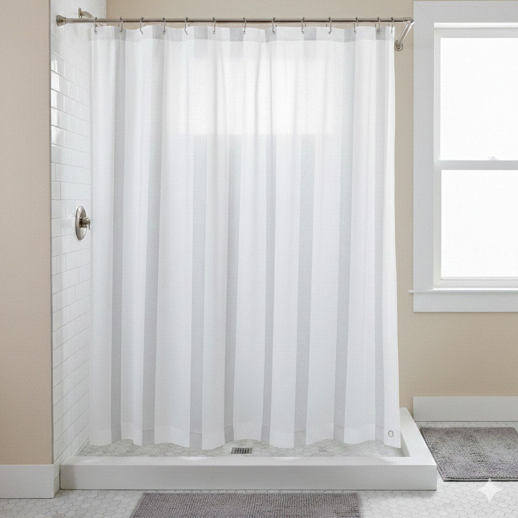 CORTINA PARA BAÑO COLOR BLANCO 2 PANELES THE SPA COLLECTION 180X180CM