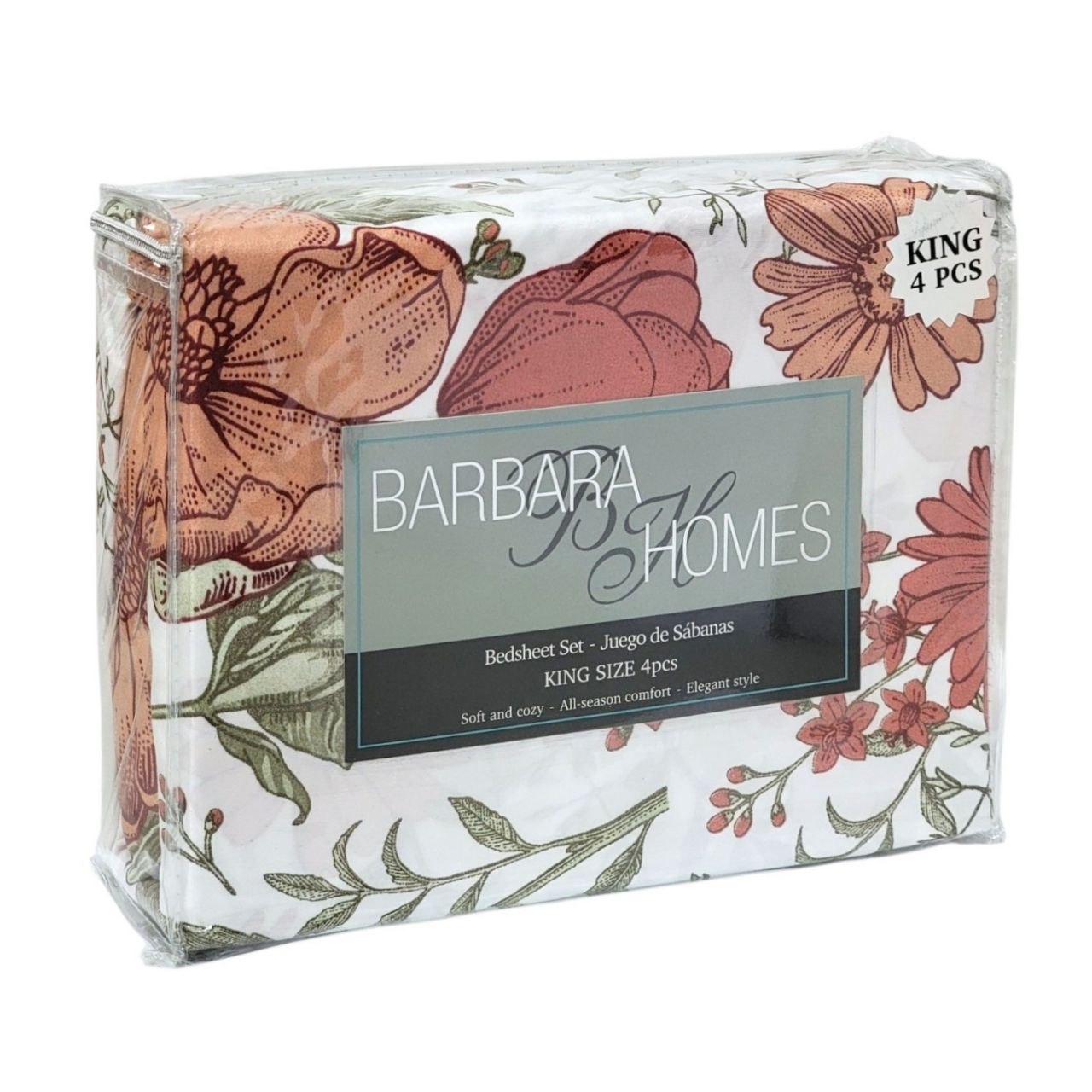 JUEGO DE SÁBANAS TAMAÑO KING 4PCS BARBARA HOMES