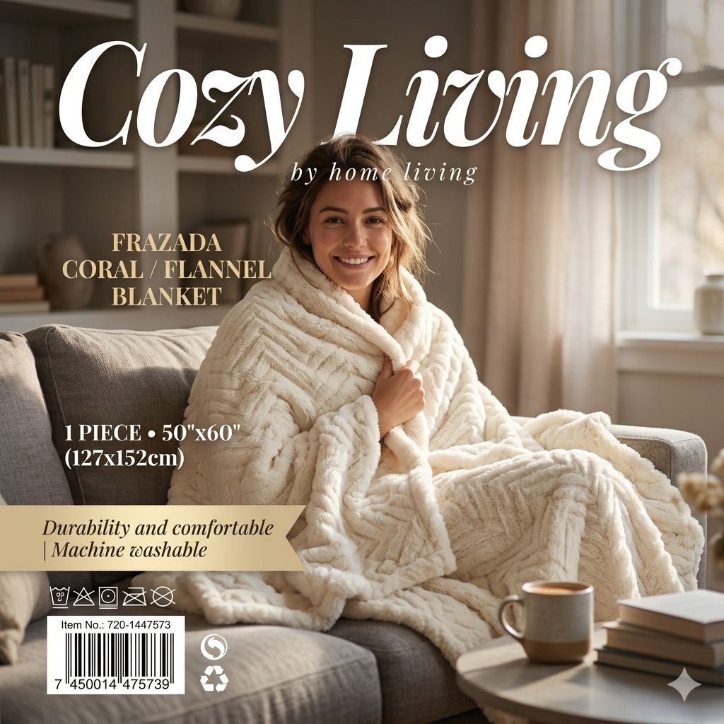 COBIJA FRAZADA CORAL CON TACTO ATERCIOPELADO COZY LIVING 127X152CM