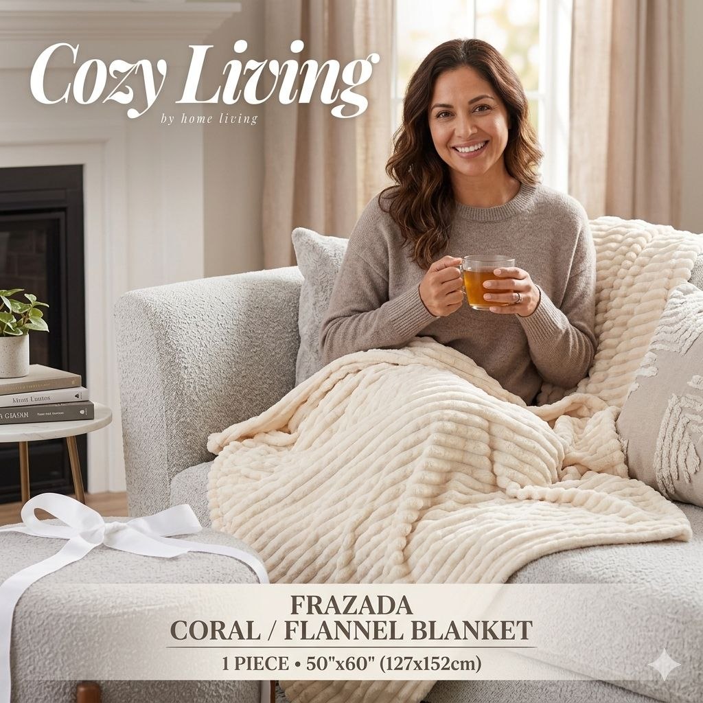 COBIJA FRAZADA CORAL CON TACTO ATERCIOPELADO COZY LIVING 127X152CM