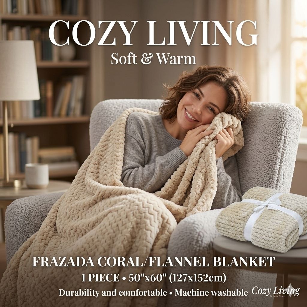 COBIJA FRAZADA CORAL CON TACTO ATERCIOPELADO COZY LIVING 127X152CM