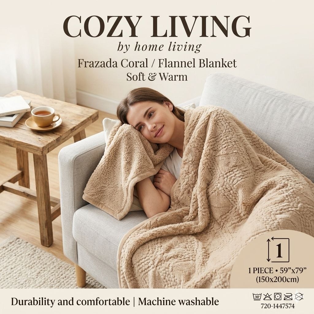 COBIJA FRAZADA CORAL CON TACTO ATERCIOPELADO COZY LIVING 150X200CM