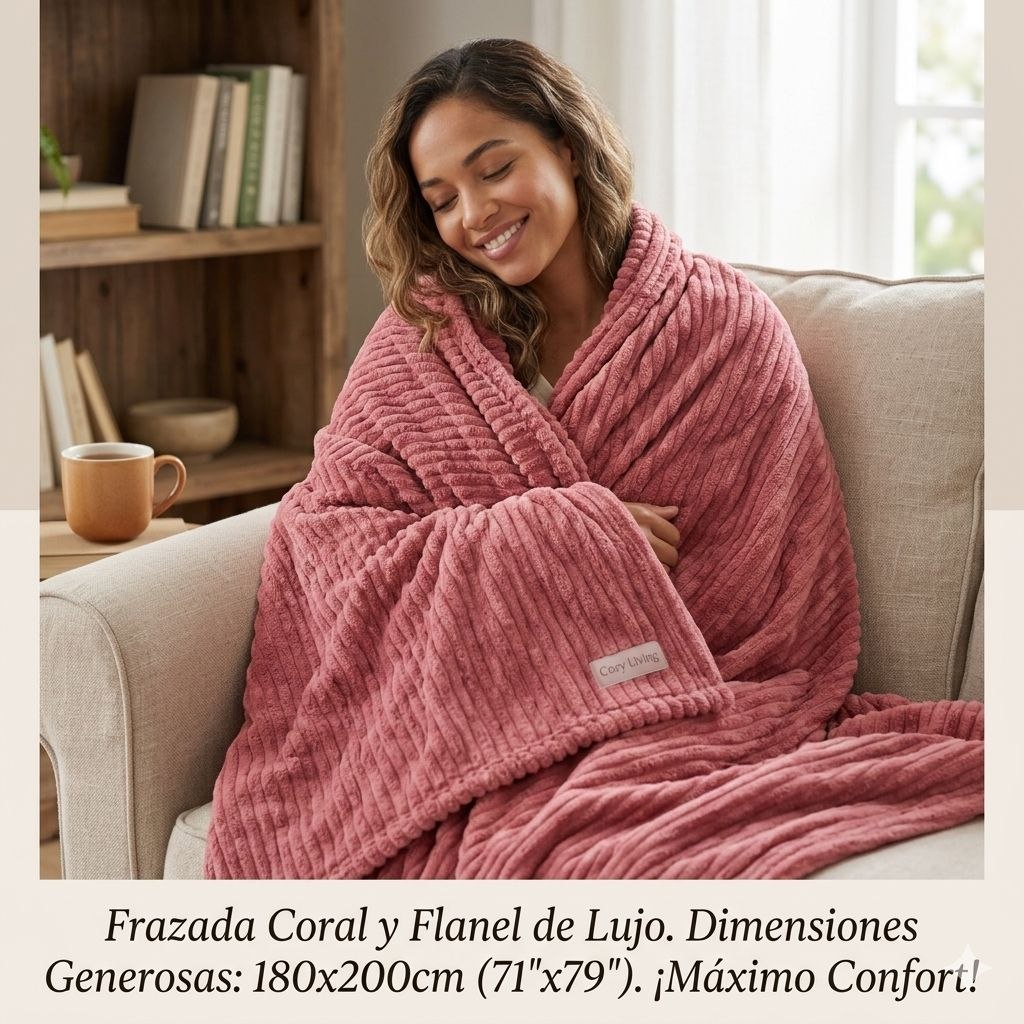 COBIJA FRAZADA CORAL CON TACTO ATERCIOPELADO COZY LIVING 180X200CM