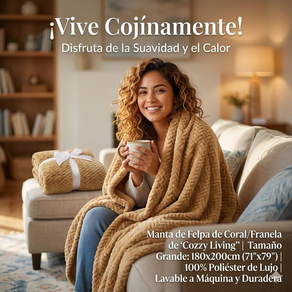 COBIJA FRAZADA CORAL CON TACTO ATERCIOPELADO COZY LIVING 180X200CM
