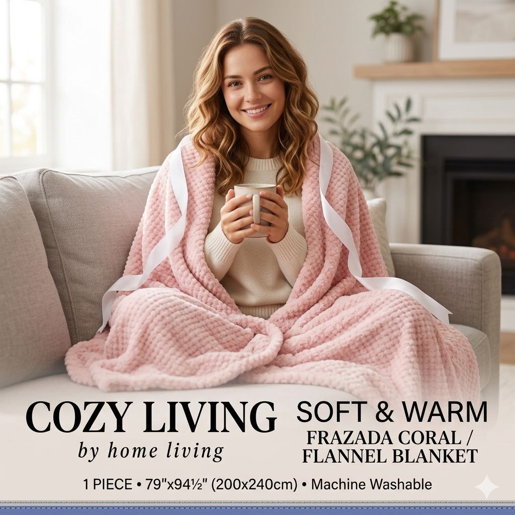 COBIJA FRAZADA CORAL CON TACTO ATERCIOPELADO COZY LIVING 200X240CM