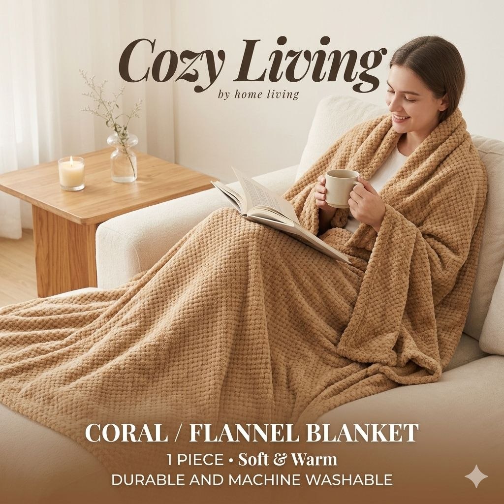 COBIJA FRAZADA CORAL CON TACTO ATERCIOPELADO COZY LIVING 200X240CM