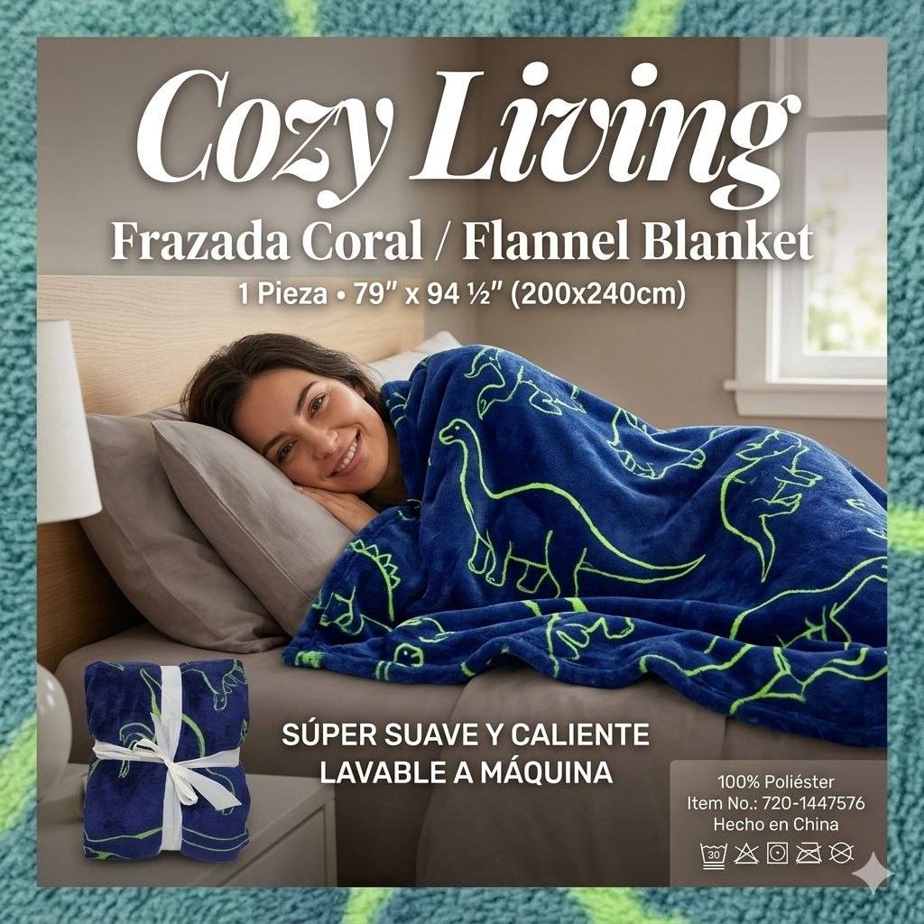 COBIJA FRAZADA CORAL CON TACTO ATERCIOPELADO COZY LIVING 200X240CM