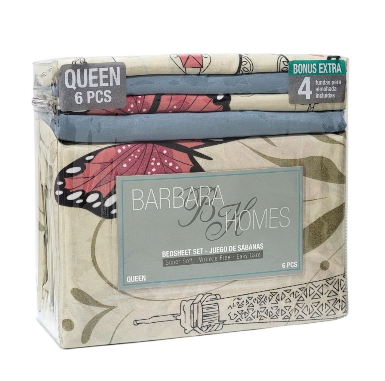 JUEGO DE SABANAS TAMAÑO QUEEN 6PCS BARBARA HOMES