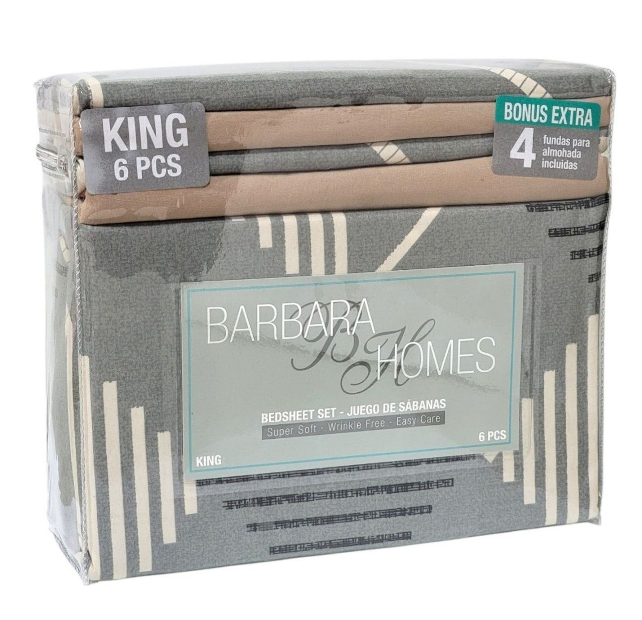 JUEGO DE SABANAS TAMAÑO KING 6PCS BARBARA HOMES