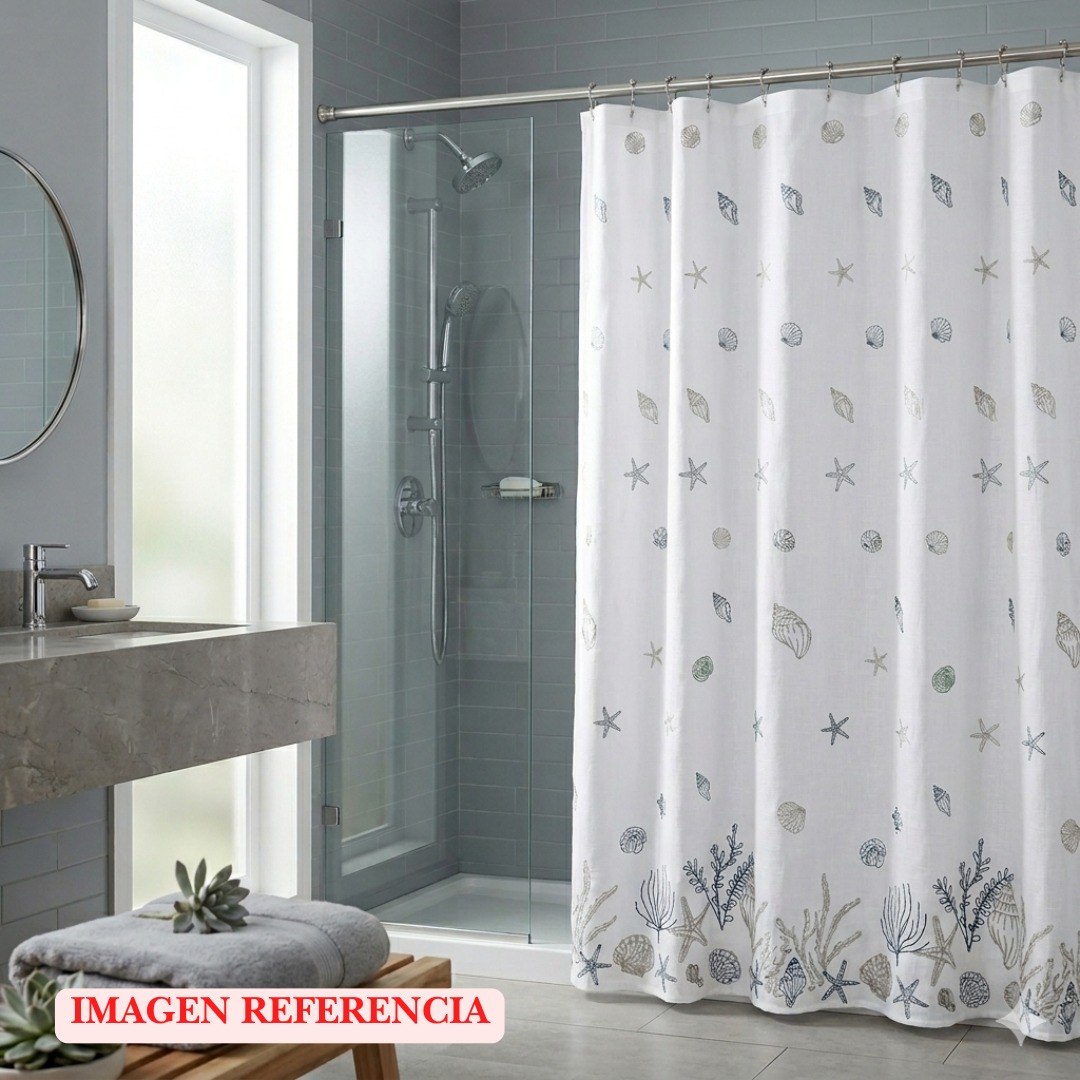 CORTINA DE BAÑO RESISTENTE A LA HUMEDAD SHORE LIFE HOME LIVING 180X180CM