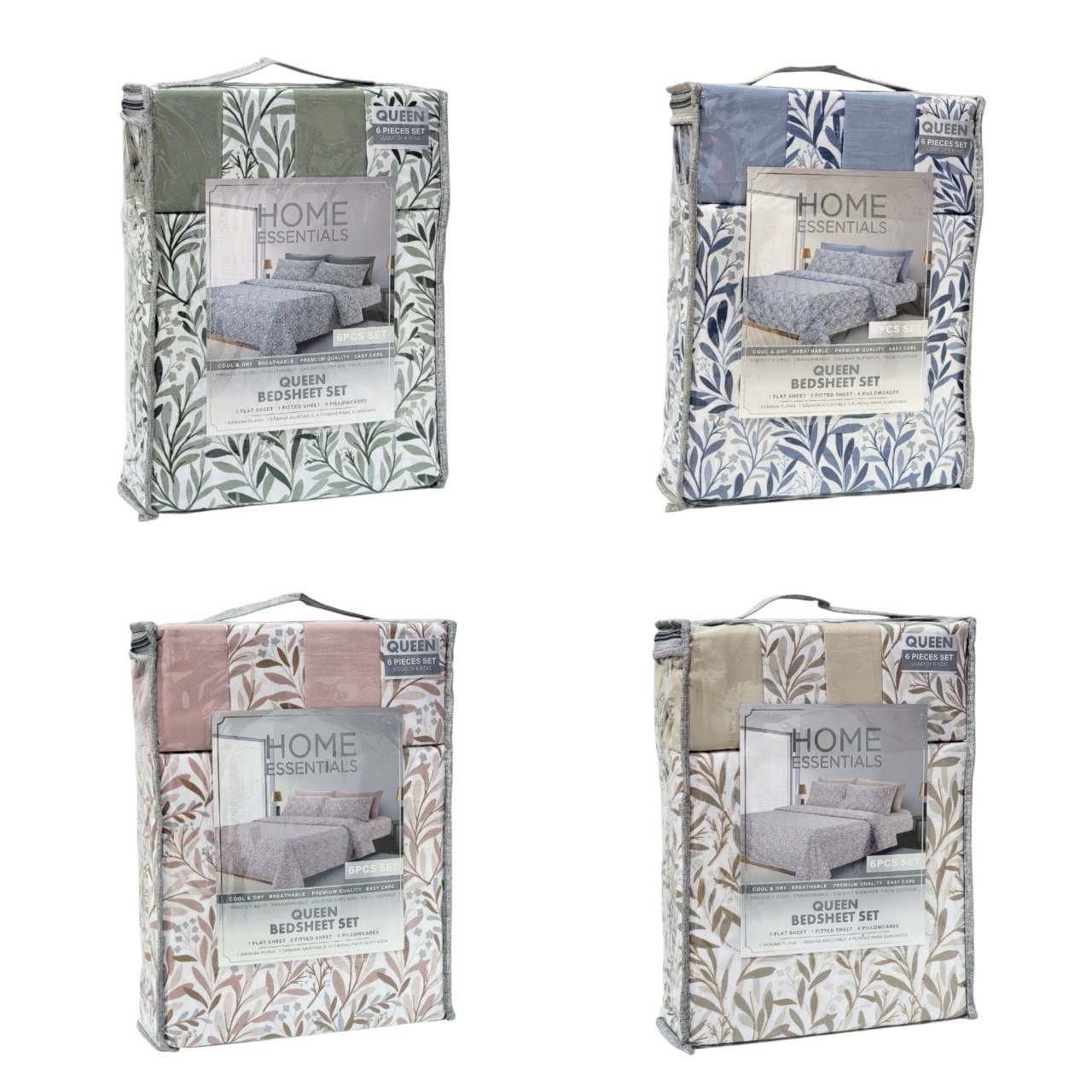 JUEGO DE SABANAS PREMIUM TAMAÑO QUEEN DE 4PCS HOME ESSENTIALS