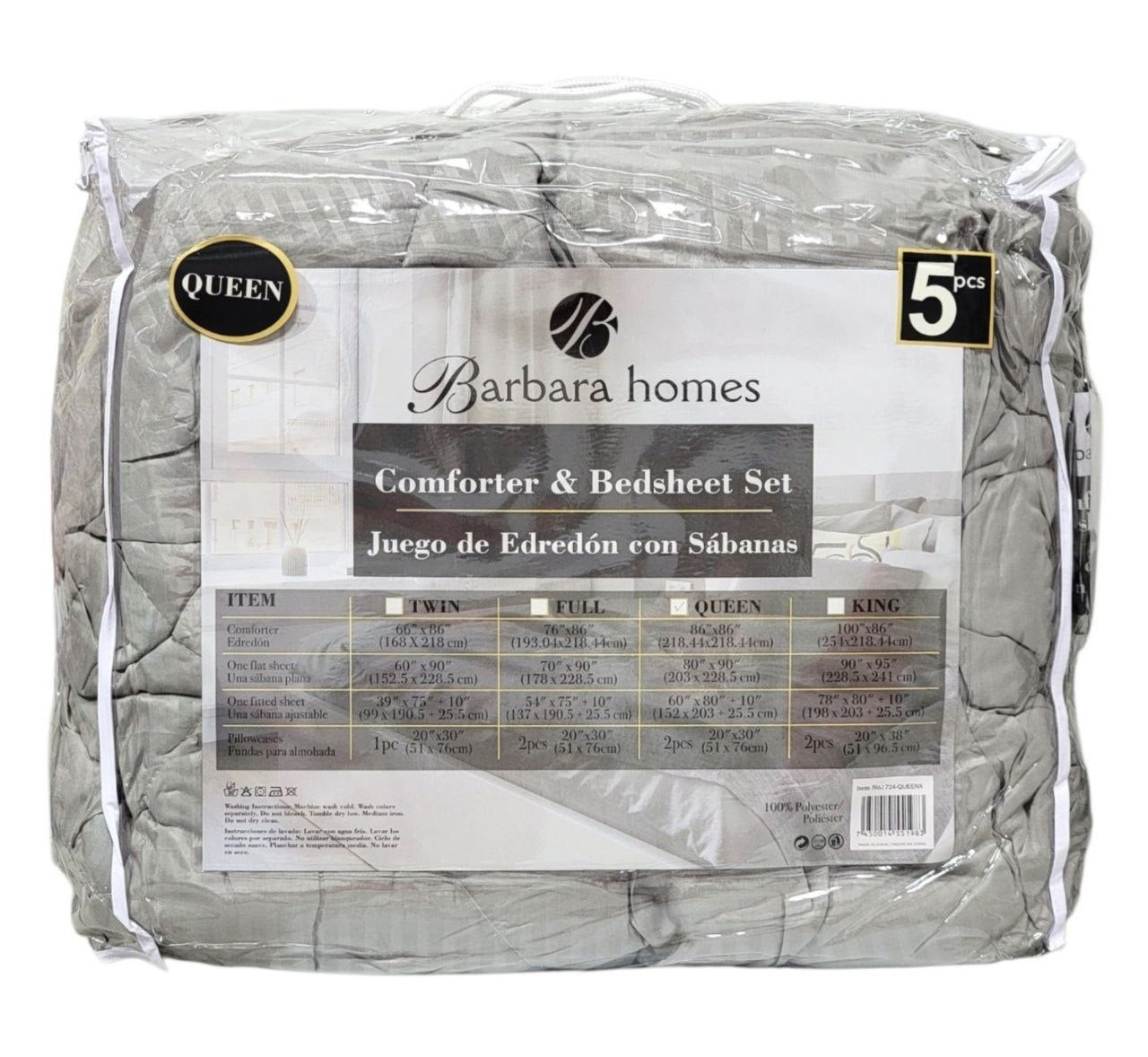 JUEGO DE SABANAS CON EDREDÓN BARBARA HOMES 5PCS