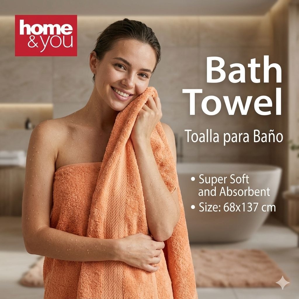 TOALLA PARA BAÑO DE CUERPO 100% ALGODON HOME&YOU 68X137CM