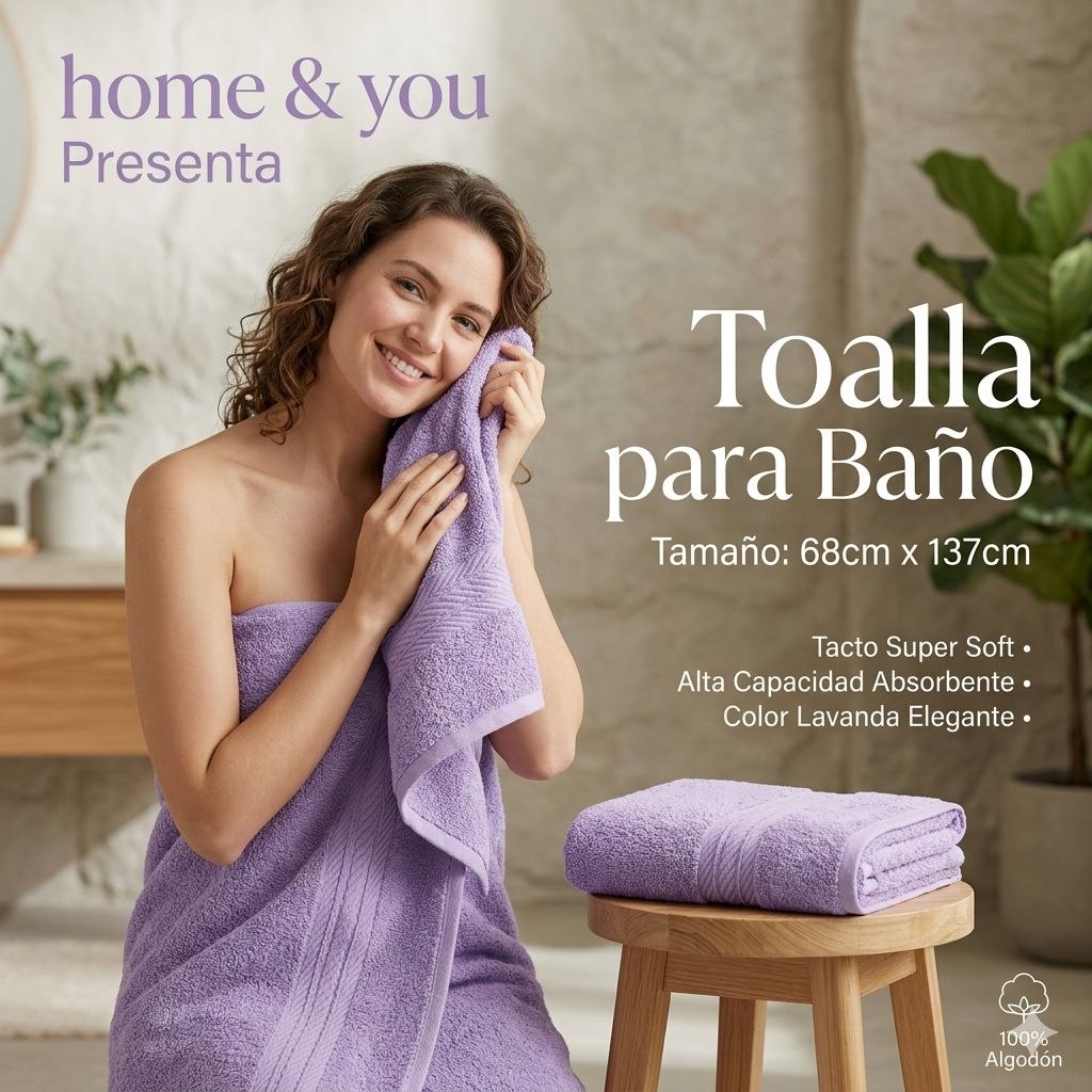 TOALLA PARA BAÑO DE CUERPO 100% ALGODON HOME&YOU 68X137CM