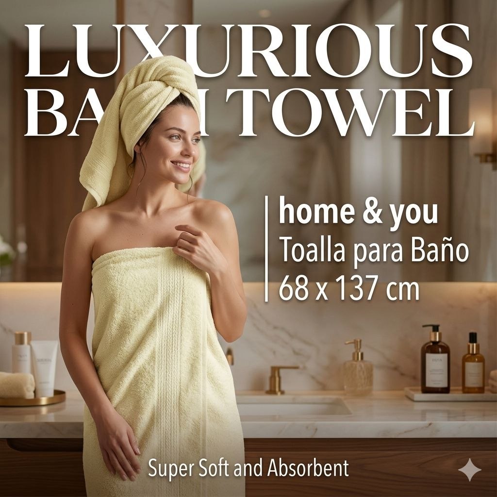 TOALLA PARA BAÑO DE CUERPO 100% ALGODON HOME&YOU 68X137CM