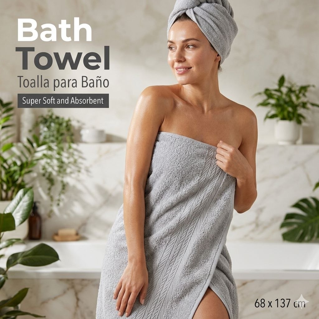 TOALLA PARA BAÑO DE CUERPO 100% ALGODON HOME&YOU 68X137CM