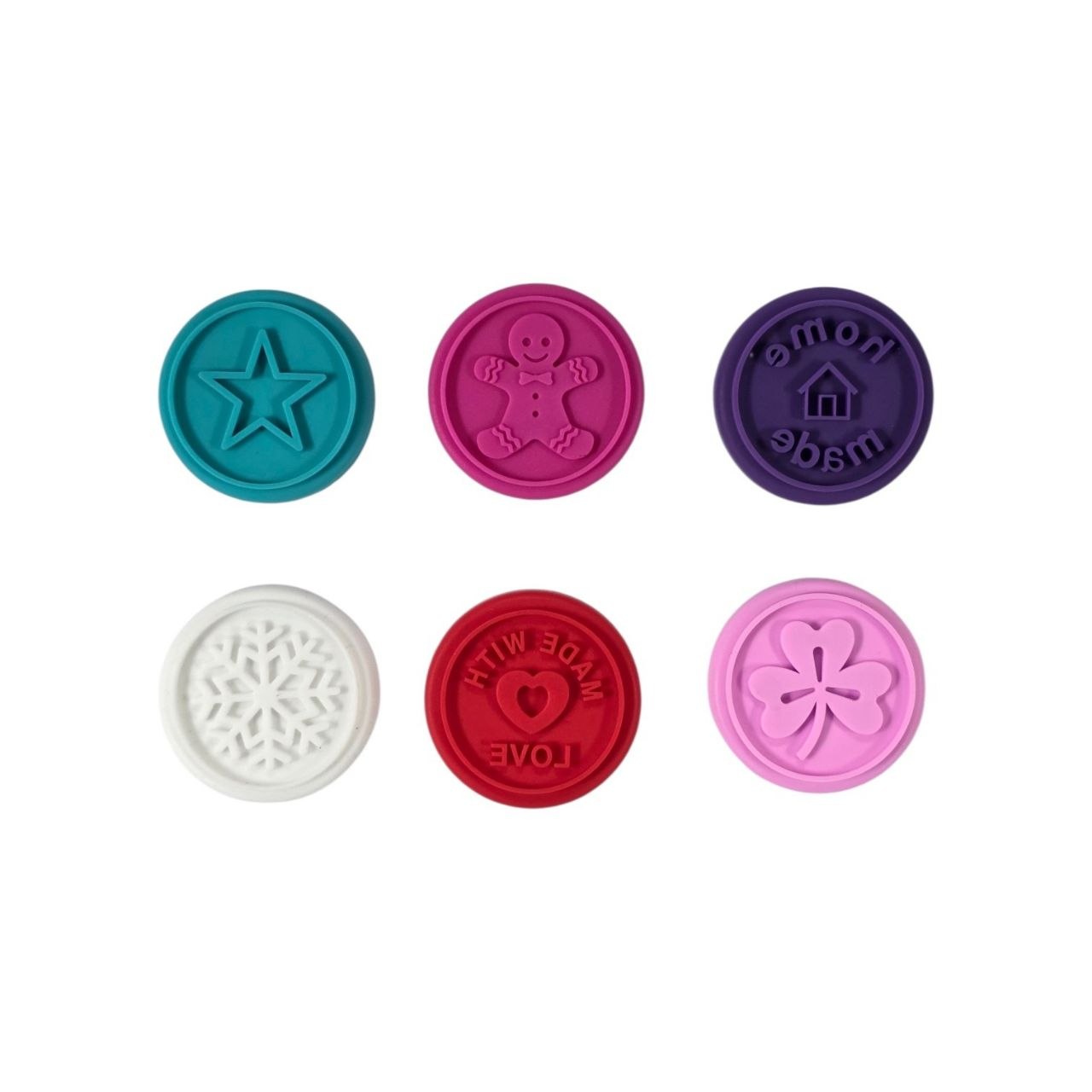 SET DE MOLDES PARA GALLETAS DE SILICONA ORGANICA 6 DISEÑOS EXCALIBUR 4CM/6CM