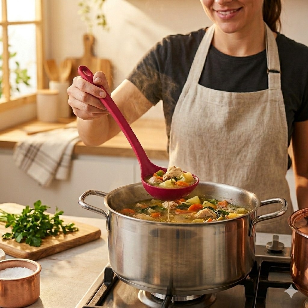 CUCHARON DE COCINA PARA SOPA ANTI-RAYONES EXCALIBUR 30CM