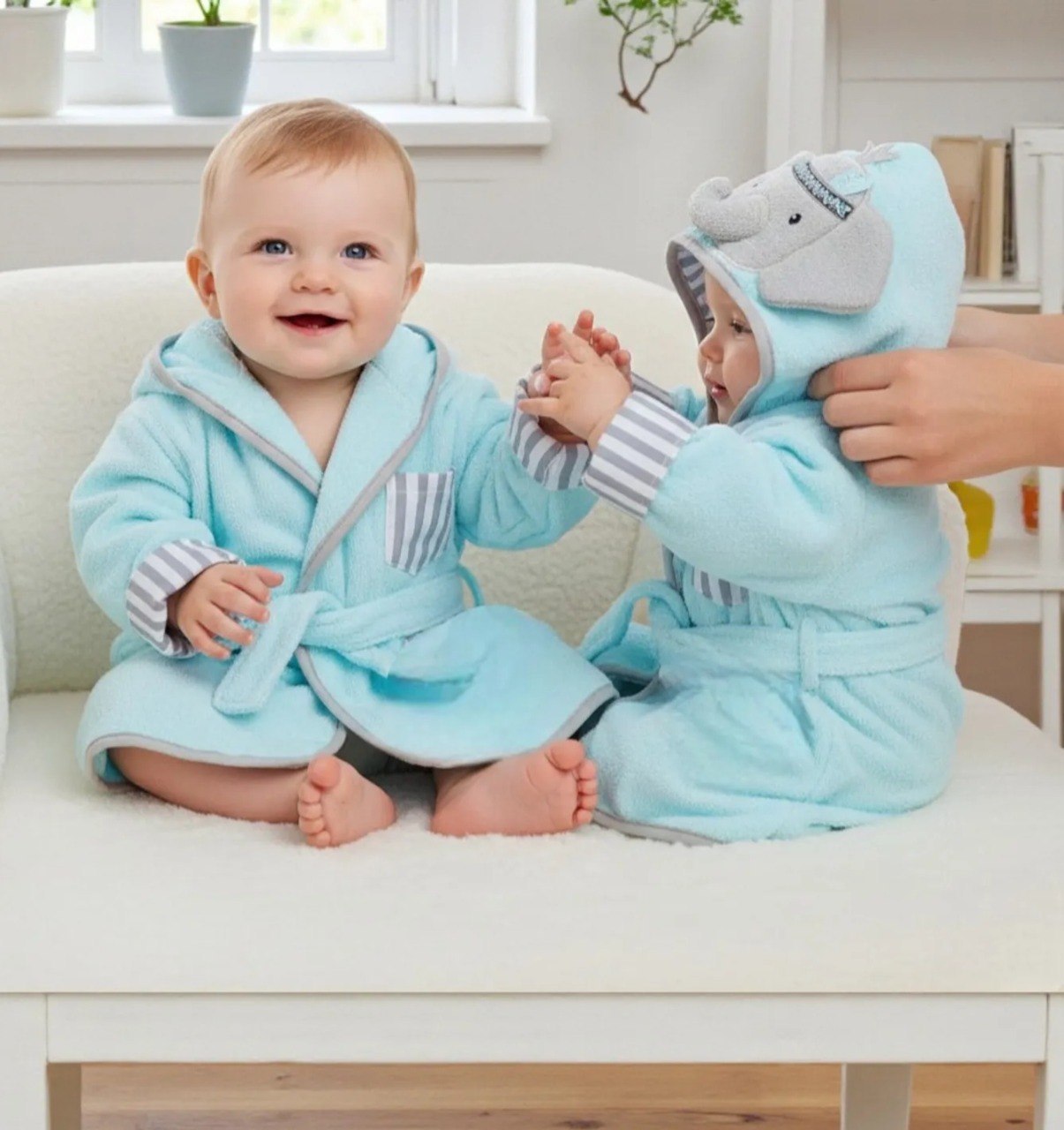 TOALLA DE BAÑO PARA BEBE CON CAPUCHA DE ALGODON NATURAL GENIAL