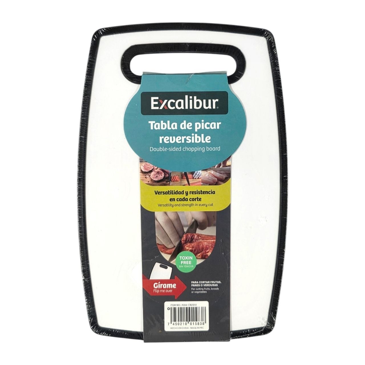TABLA DE PICAR REVERSIBLE CON BORDE ANTIDERRAMES EXCALIBUR 20CM