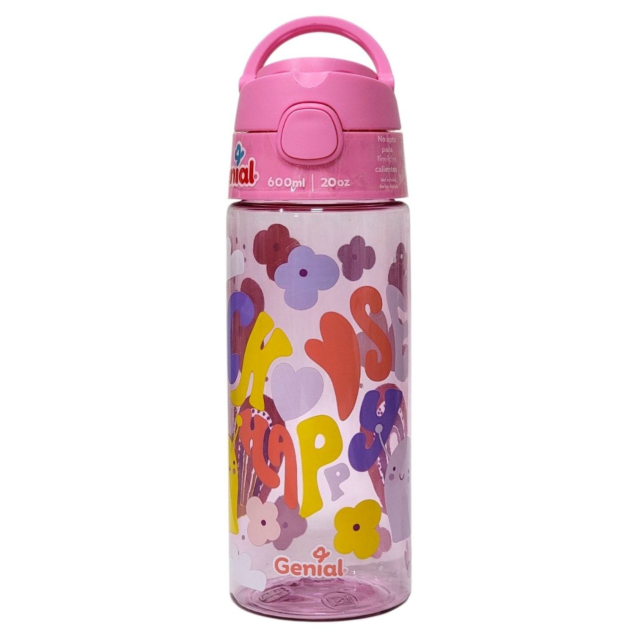 BOTELLA PLASTICA INFANTIL PORTATIL CON BOTON DE APERTURA GENIAL 600ML