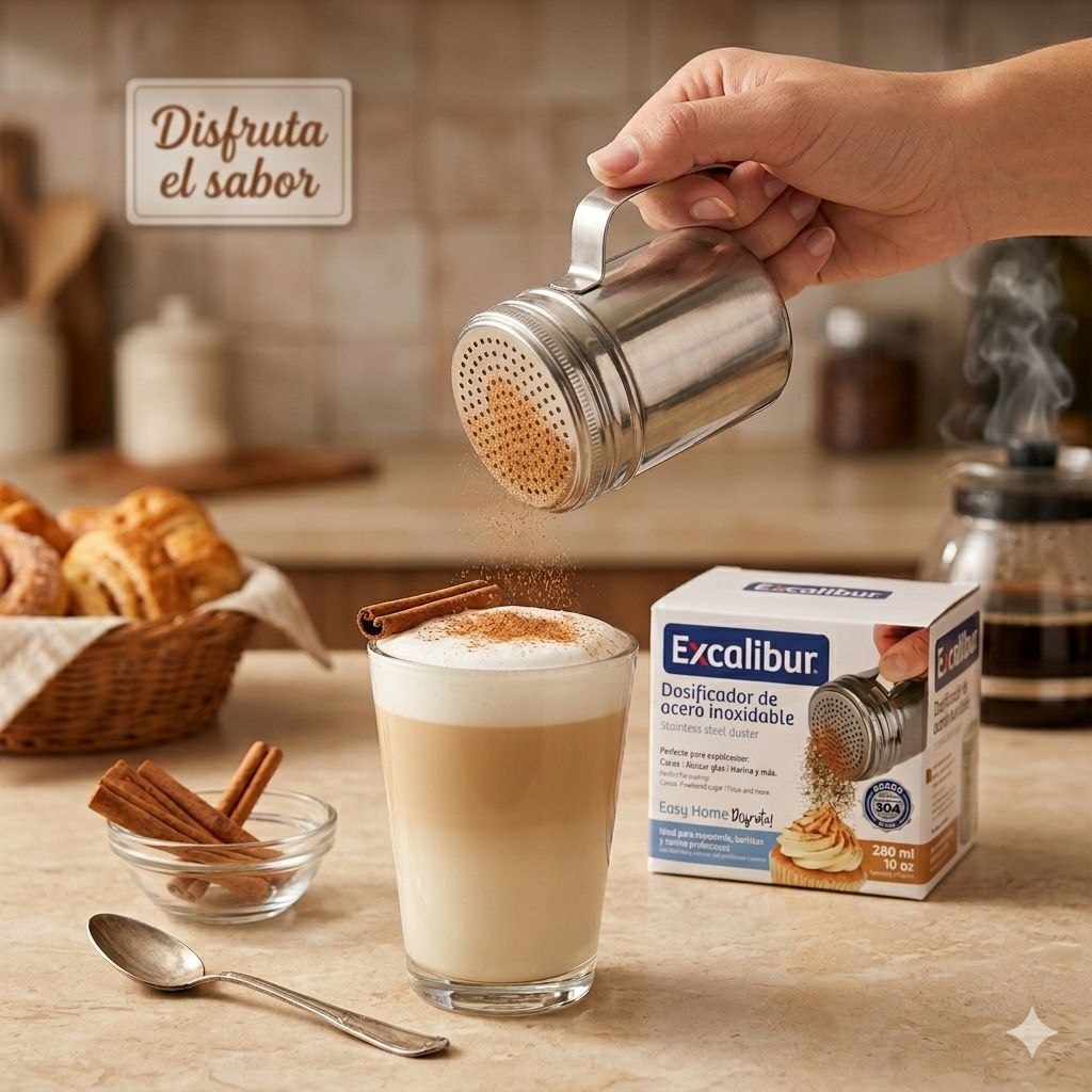 ESPOLVOREADOR DISPENSADOR PARA REPOSTERIA DE ACERO INOXIDABLE EXCALIBUR 280ML