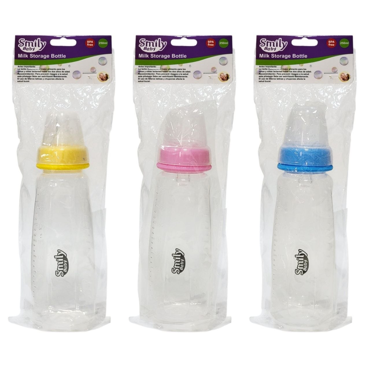 BIBERON Y BOTELLA DE ALMACENAMIENTO PARA LECHE MATERNA PARA BEBES SMILY BABY 250ML