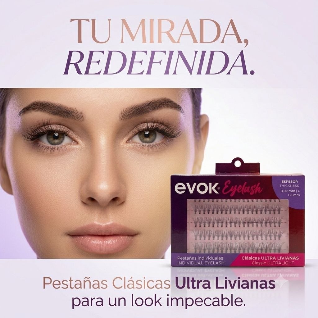 PESTAÑAS POSTIZAS INDIVIDUALES CLASICAS ULTRA LIVIANAS EVOK
