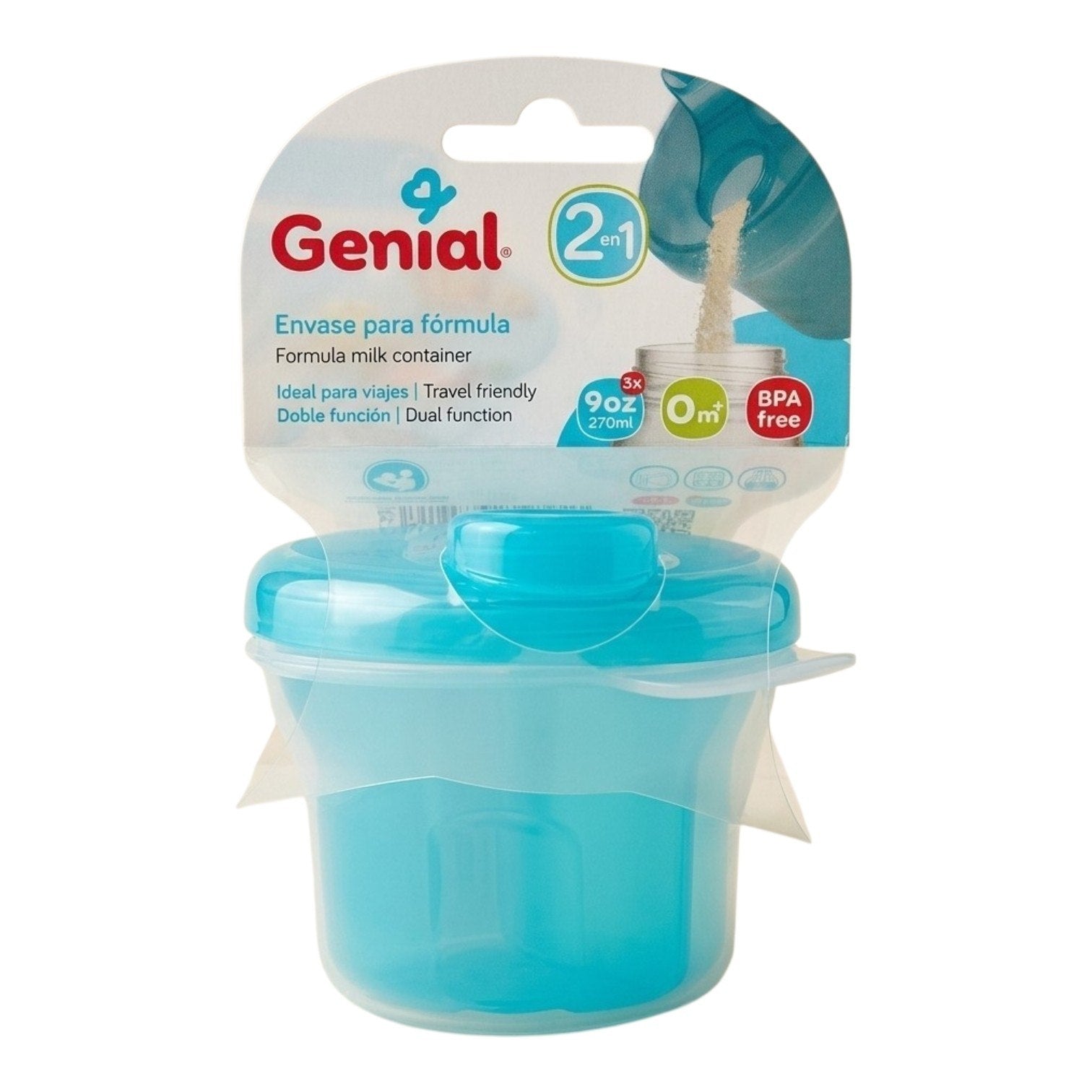 ENVASE PORTATIL PARA FORMULA PARA BEBES GENIAL 270ML