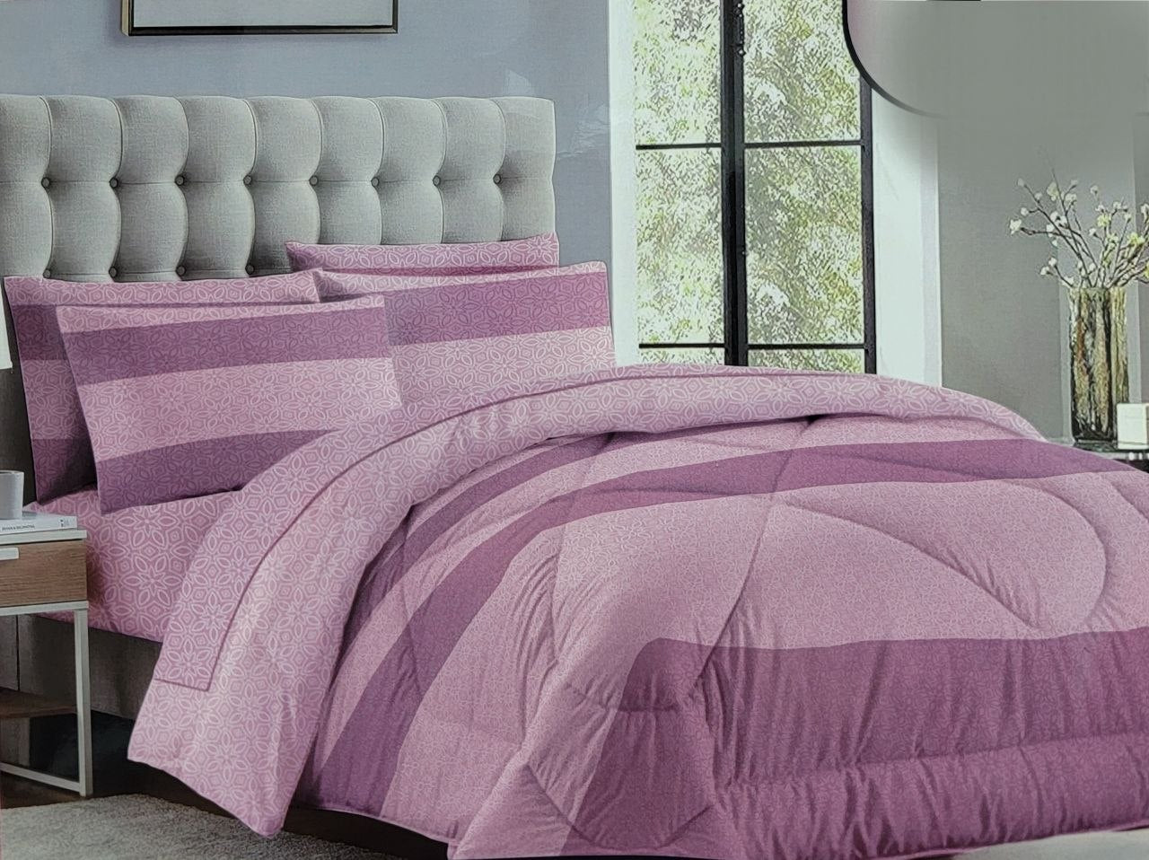 JUEGO DE CAMA CON EDREDON TAMAÑO QUEEN 7PCS SCARLETT CLASSICS