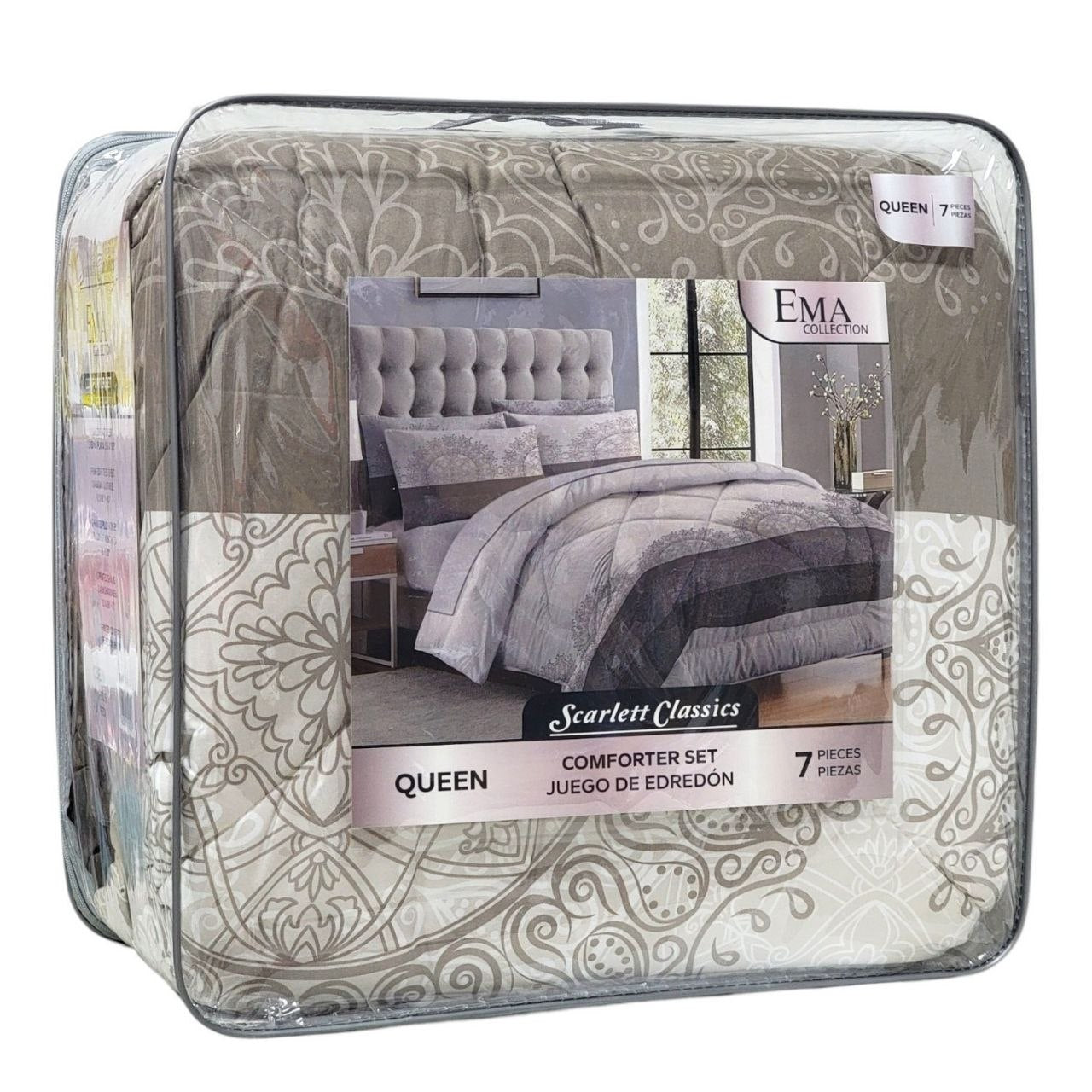 JUEGO DE CAMA CON EDREDON TAMAÑO QUEEN 7PCS SCARLETT CLASSICS