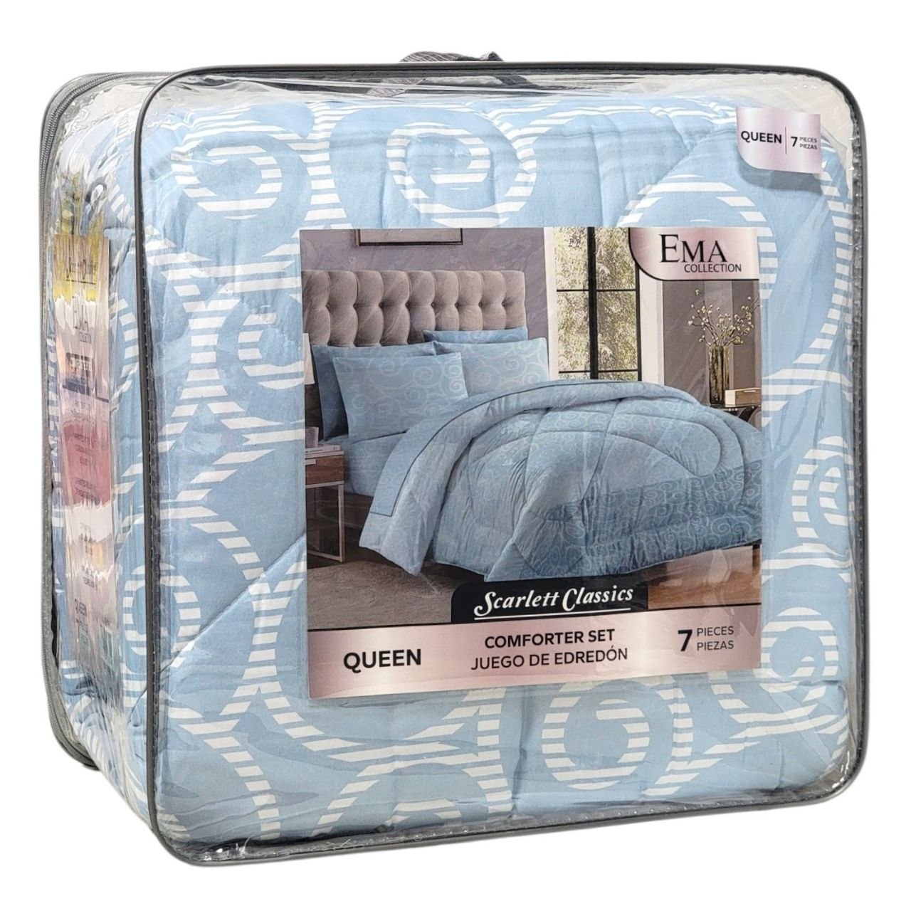 JUEGO DE CAMA CON EDREDON TAMAÑO QUEEN 7PCS SCARLETT CLASSICS