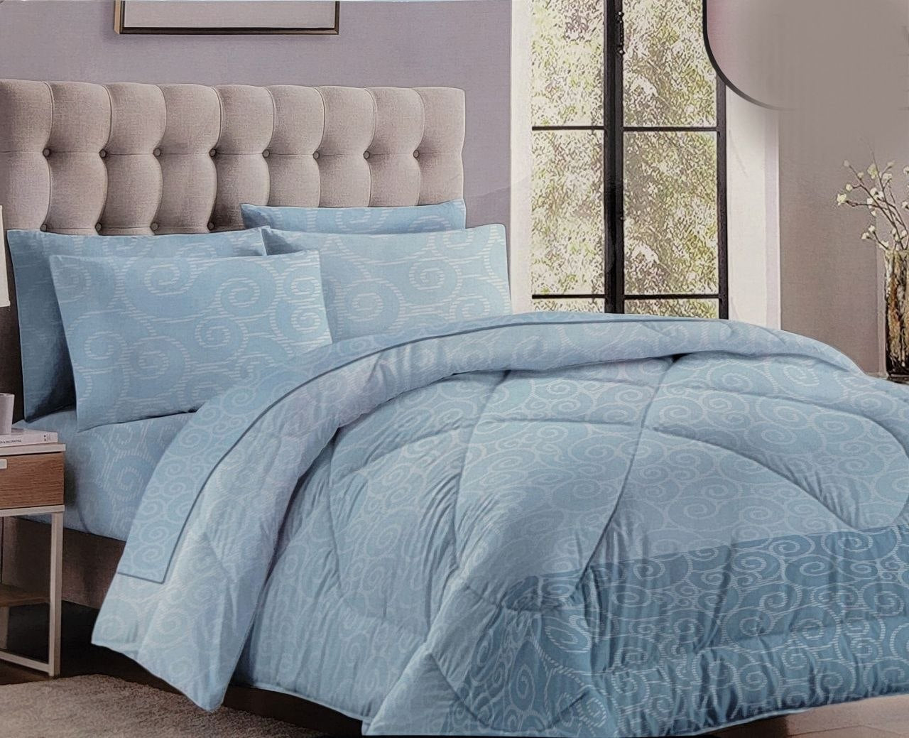 JUEGO DE CAMA CON EDREDON TAMAÑO QUEEN 7PCS SCARLETT CLASSICS