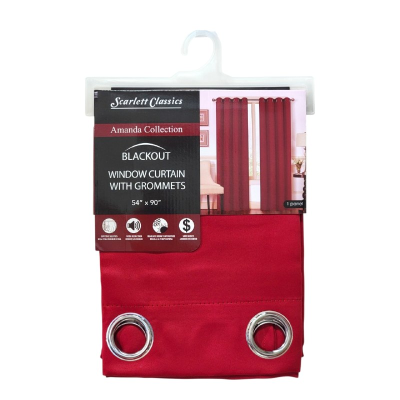 CORTINA PARA VENTANA BLACKOUT OSCURECEDORA COLOR ROJO VINO SCARLETT CLASSICS 137X228CM