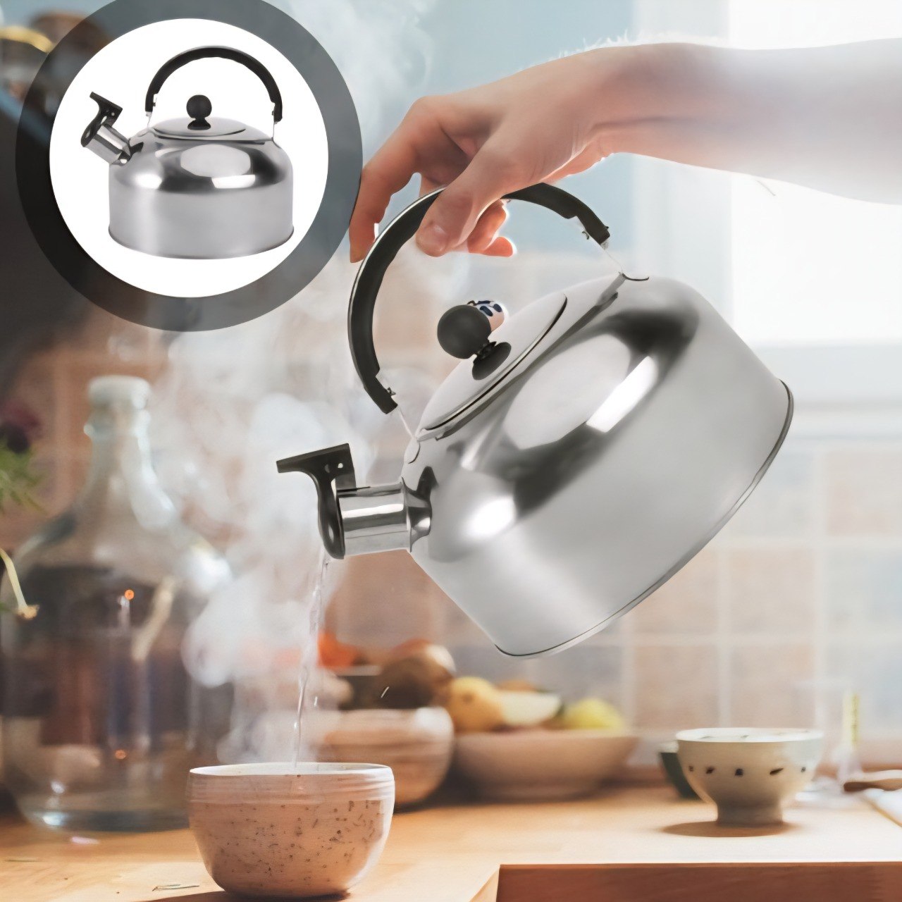TETERA PARA ESTUFA CON SILBATO DE ACERO INOXIDABLE 4L
