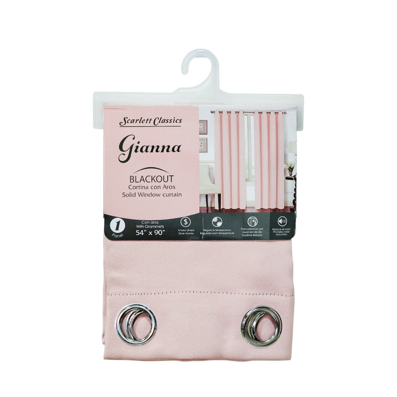 CORTINA PARA VENTANA BLACKOUT OSCURECEDORA COLOR ROSA PASTEL SCARLETT CLASSICS 137X228CM