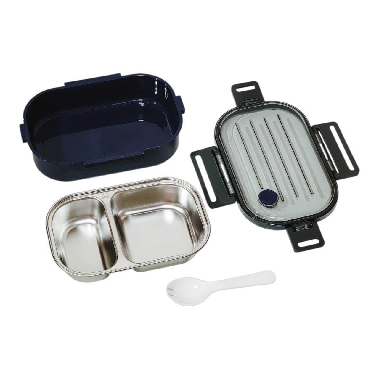 LONCHERA PANA DE ALIMENTOS HERMETICO CON INTERIOR DE ACERO INOXIDABLE LOTUS 21X14X7CM