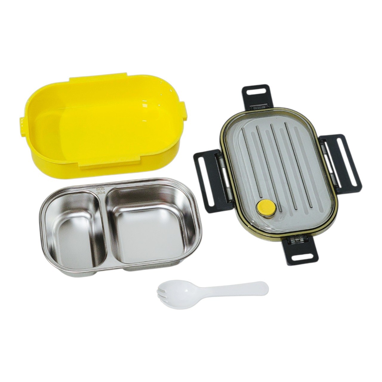 LONCHERA PANA DE ALIMENTOS HERMETICO CON INTERIOR DE ACERO INOXIDABLE LOTUS 21X14X7CM